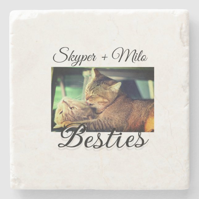 Posavasos De Piedra Mascotas amigos bestias agregar nombre mascota fot (Anverso)