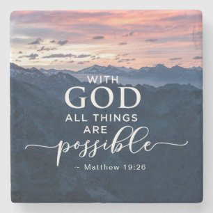 Posavasos De Piedra Mateo 19:26 Con Dios todas las cosas son posibles