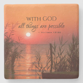 Posavasos De Piedra Mateo 19:26 Con Dios todo es posible