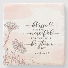 Posavasos De Piedra Mateo 5:7 Bendecidos son los misteriosos versos de