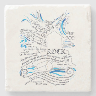 Posavasos De Piedra Mateo 7 24 27 Casa en el Verso de la Biblia de Roc