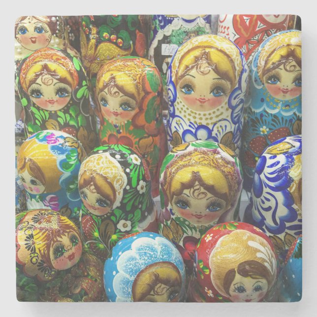 Posavasos De Piedra Matryoshka Dolls Souvenir Kiosk Foto de viaje (Anverso)