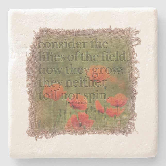 Posavasos De Piedra MATTHEW 6:28 - Coaster (Anverso)