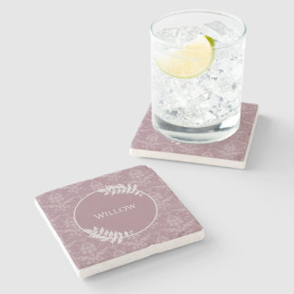 Posavasos De Piedra Mauve Elegant Damask Personalizado Státosca de Pie