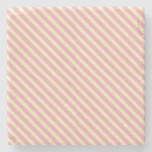 Posavasos De Piedra Mauve Pink and Ecru, Stripes Square Coaster