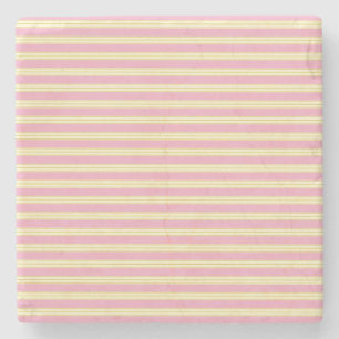 Posavasos De Piedra Mauve Pink and Ecru, Stripes Square Coaster