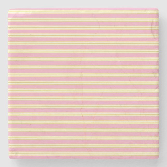 Posavasos De Piedra Mauve Pink and Ecru, Stripes Square Coaster (Anverso)