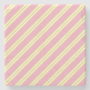 Posavasos De Piedra Mauve Pink and Ecru, Stripes Square Coaster