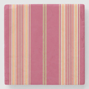 Posavasos De Piedra Mauve Pink and Ecru, Stripes Square Coaster