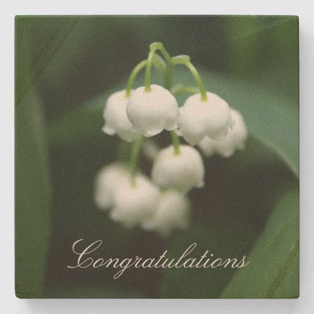 Posavasos De Piedra Mayo de lirios blancos (Anverso)