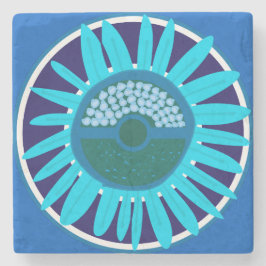 Posavasos De Piedra Mazipoodles Sunflower Sunshine: Azul 1