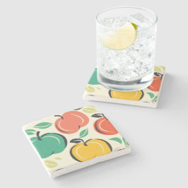 Posavasos De Piedra MCM Retro Manzana Orchard Cosecha