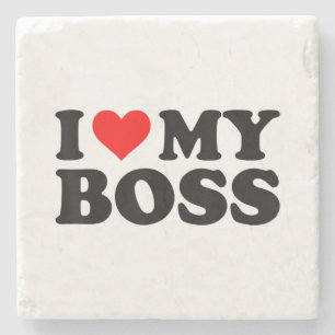 Posavasos De Piedra Me Encanta Mi Jefe Funny Red Heart Boss Yo Corazón