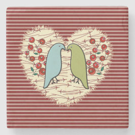 Posavasos De Piedra Me encantan las aves de invierno y las bayas