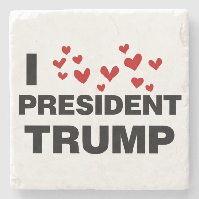 Posavasos De Piedra Me encantan los corazones del presidente Trump (Anverso)