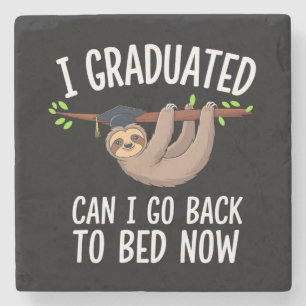 Posavasos De Piedra Me gradué ¿Puedo volver a la cama ahora perezoso