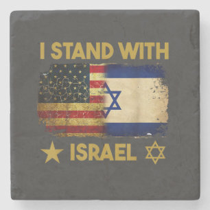 Posavasos De Piedra Me mantengo con Israel Bandera de América