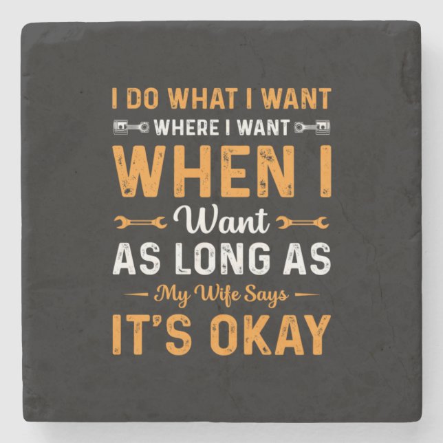 Posavasos De Piedra Mecánico Hago Lo Que Quiero (Anverso)