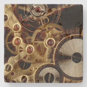 Posavasos De Piedra Mecanismo de reloj antiguo