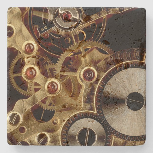 Posavasos De Piedra Mecanismo de reloj antiguo (Anverso)
