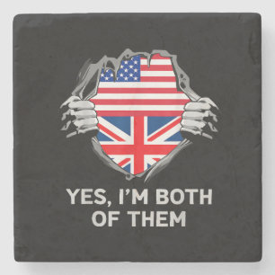 Posavasos De Piedra Media estadounidense mitad británica bandera de In