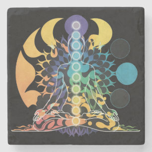 Posavasos De Piedra Meditación Espiritual de Energía Cósmica Colorida