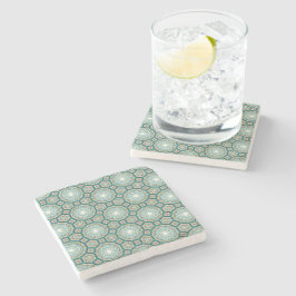 Posavasos De Piedra Mediterranean Teal Tile Pattern