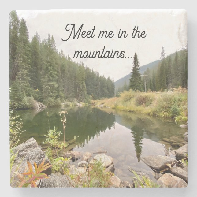 Posavasos De Piedra Meet Me in the Mountains Stone Coaster (Anverso)