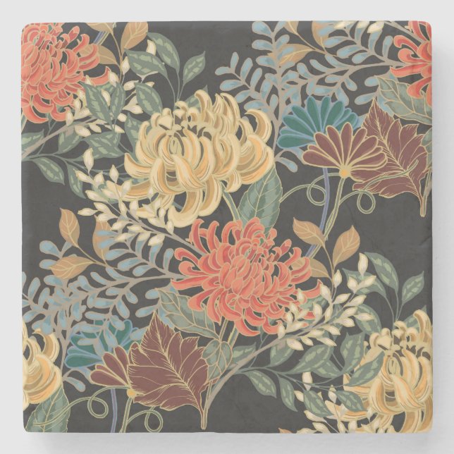 Posavasos De Piedra Mehndi Tracery Tile: Diseño étnico sin problemas (Anverso)