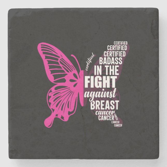 Posavasos De Piedra Mejor conocimiento del cáncer de mama (Anverso)