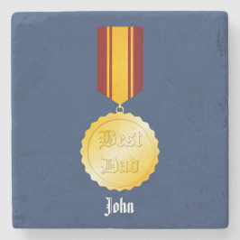Posavasos De Piedra Mejor Día del Padre en Brooch de Medalla de Papá