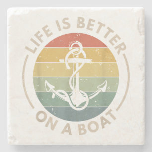Posavasos De Piedra Mejor es navegar en barco en barco