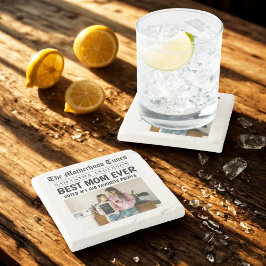 Posavasos De Piedra Mejor foto y nombre personalizado de periódico de