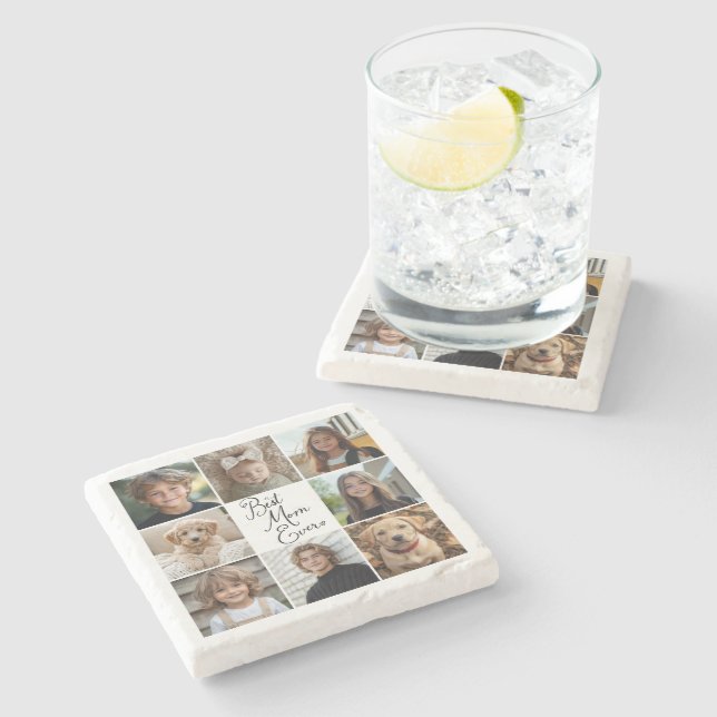 Posavasos De Piedra Mejor mamá del Collage de fotos 8 (Lateral)