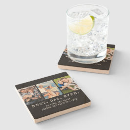 Posavasos De Piedra MEJOR PADRE DE LA ACTUALIDAD 3 Fotos Personalizada