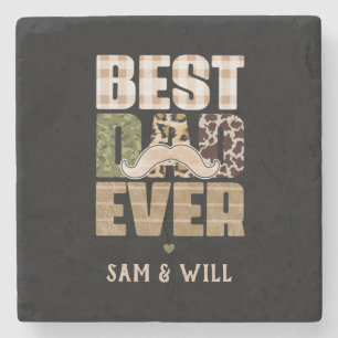 Posavasos De Piedra Mejor Papá Nunca   Cuta   Patrón controlado