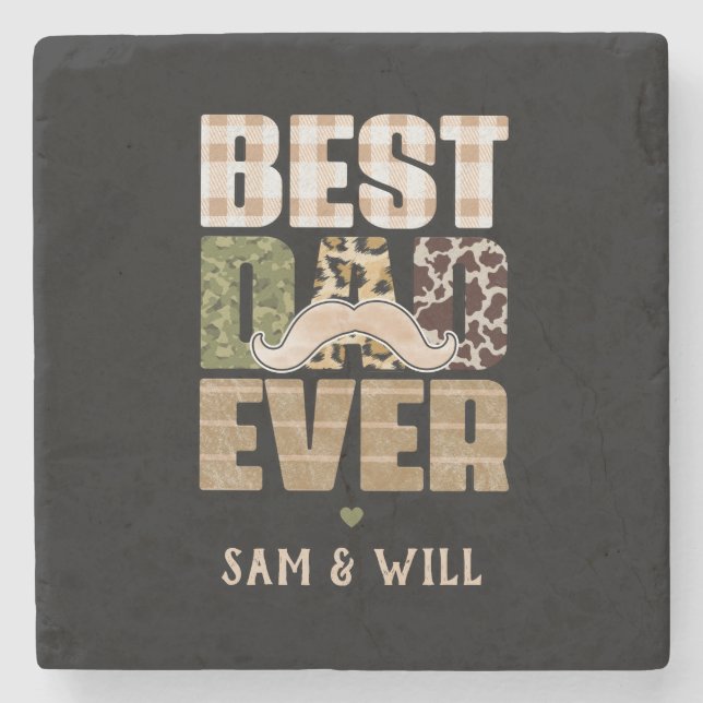 Posavasos De Piedra Mejor Papá Nunca | Cuta | Patrón controlado (Anverso)