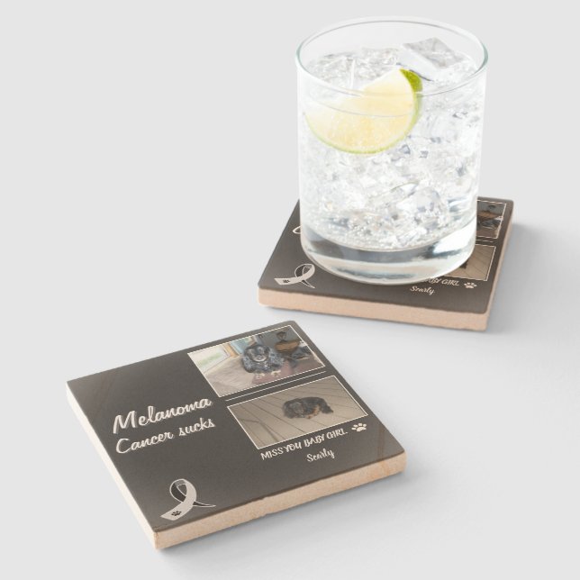 Posavasos De Piedra Melanoma Pet Memorial Photo Layout (Lateral)