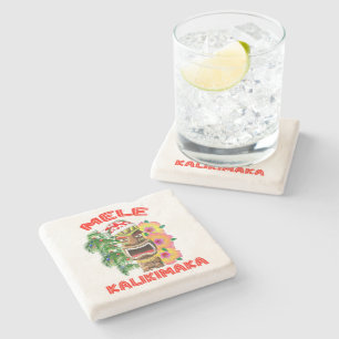 Posavasos De Piedra Mele Kalikimaka Papá Noel Tiki