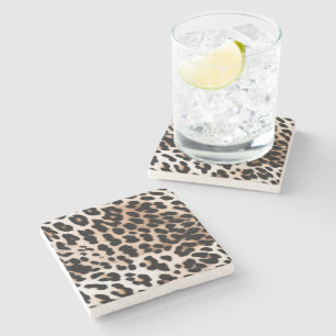 Posavasos De Piedra Melocotón Negro Crema Leopardo