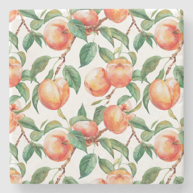 Posavasos De Piedra Melocotones Fruta (Anverso)