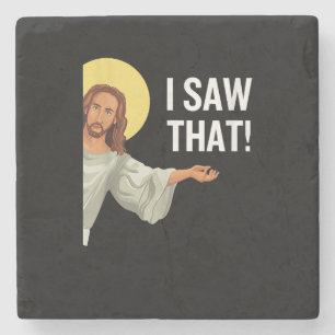 Posavasos De Piedra Meme Divertido de Jesús Vi Esa Cita Cristiana Dios
