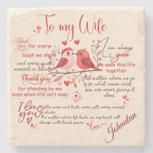 Posavasos De Piedra Mensaje de amor a mi esposa con nombre personaliza