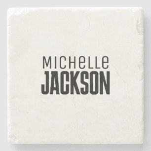 Posavasos De Piedra Mensaje de nombre minimalista y sencillo