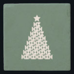 Posavasos De Piedra Mercado de invierno 07 Árbol de Navidad Verde Vint<br><div class="desc">Vintage Christmas Tree Resumen Ilustracion - Cream White Christmas Tree on Green Background - Typography: Winter Market New York.</div>