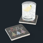 Posavasos De Piedra Merry Christmas Cross Xmas Tree Retro<br><div class="desc">Merry Christmas Cross Xmas Tree Retro</div>