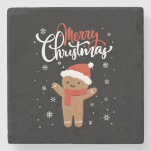 Posavasos De Piedra Merry christmas gingerbread cookie de navidades