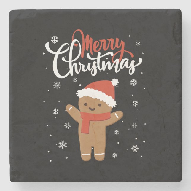 Posavasos De Piedra Merry christmas gingerbread | cookie de navidades (Anverso)