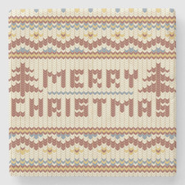 Posavasos De Piedra Merry Christmas Knit Sweater Look Coasters