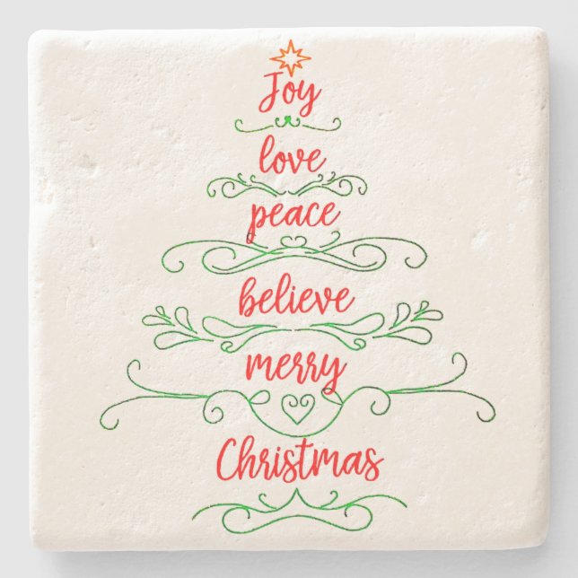 Posavasos De Piedra Merry Christmas Tree Stone Coaster (Anverso)